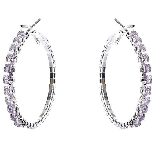50mm Square Crown Halo CZ Hoop Earrings