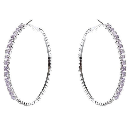 70mm Square Crown Halo CZ Hoop Earrings