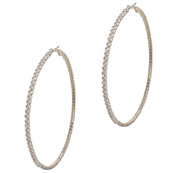 90mm Round Crown Halo CZ Hoop Earrings