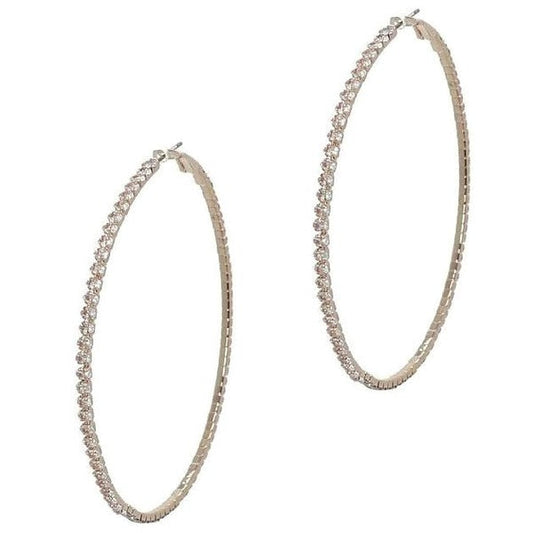 90mm Round Crown Halo CZ Hoop Earrings