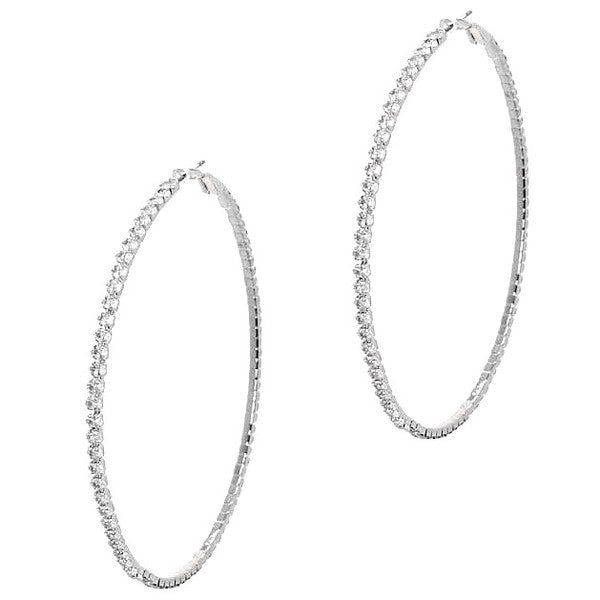 90mm Round Crown Halo CZ Hoop Earrings