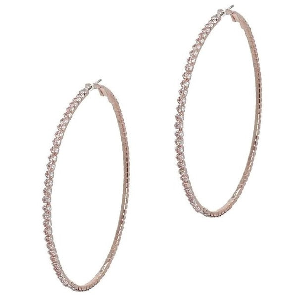 90mm Round Crown Halo CZ Hoop Earrings