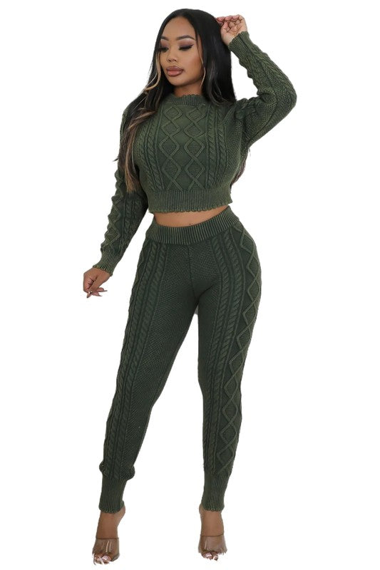 WOMEN FASHION 2PCS SWEATER PANTS SET