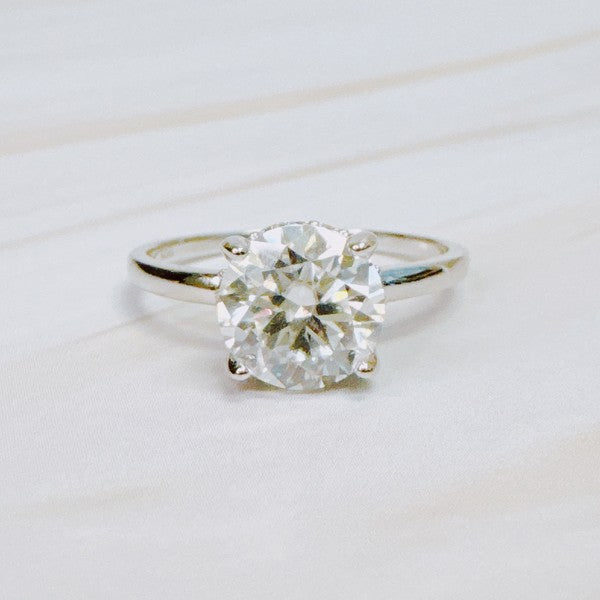 Paved Halo Solitaire Moissanite Ring