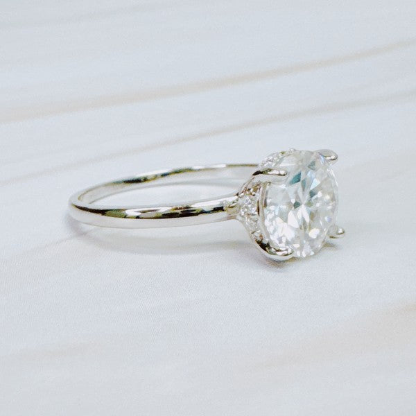 Paved Halo Solitaire Moissanite Ring