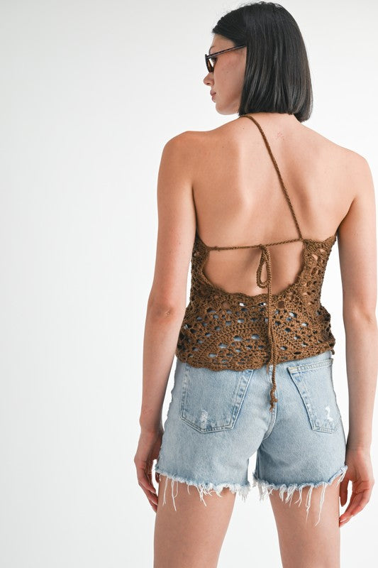 ONE SHOULDER STRAP CROCHET TOP