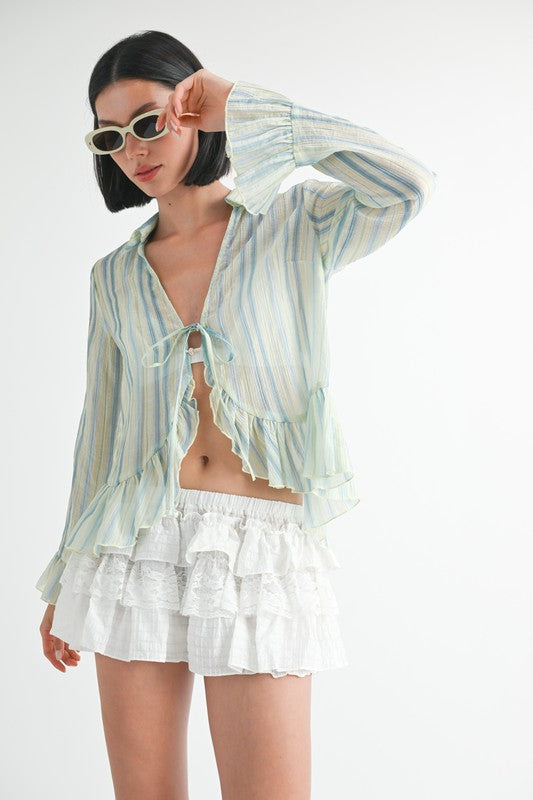 FLYAWAY BLOUSE WITH RUFFLE DETAIL