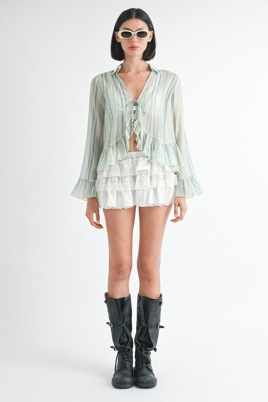 FLYAWAY BLOUSE WITH RUFFLE DETAIL