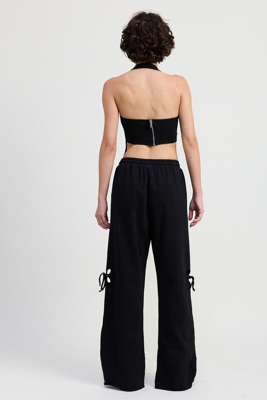 FRENCH TERRY PANTS WITH CUTOUT DETAIL