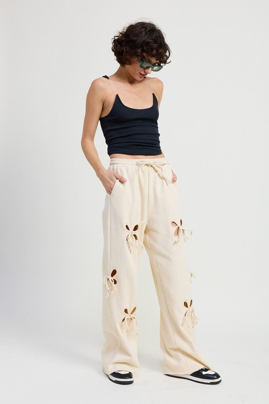 FRENCH TERRY PANTS WITH CUTOUT DETAIL