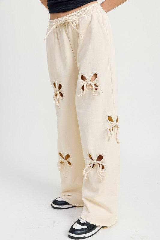 FRENCH TERRY PANTS WITH CUTOUT DETAIL