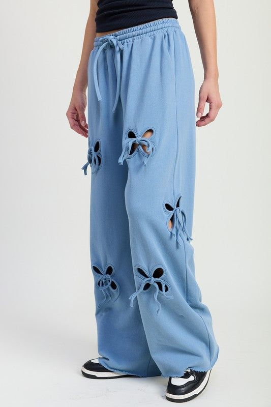 FRENCH TERRY PANTS WITH CUTOUT DETAIL