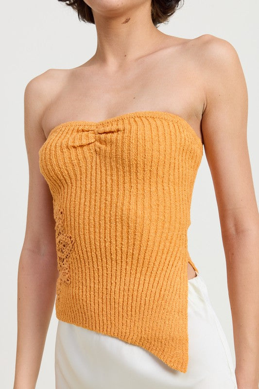 RIBBED ASYMMETRICAL HEM TUBE TOP