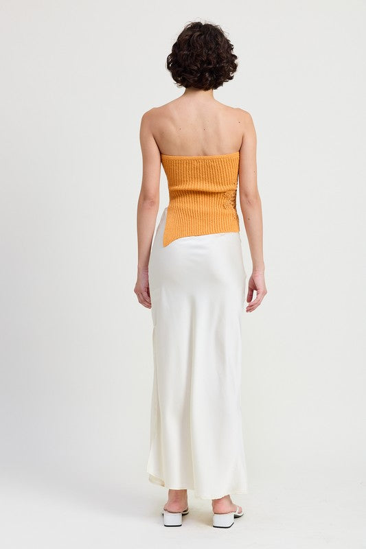 RIBBED ASYMMETRICAL HEM TUBE TOP