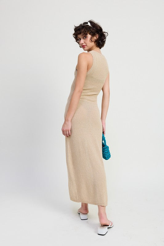 HIGH SLIT MAXI SLEEVELESS DRESS