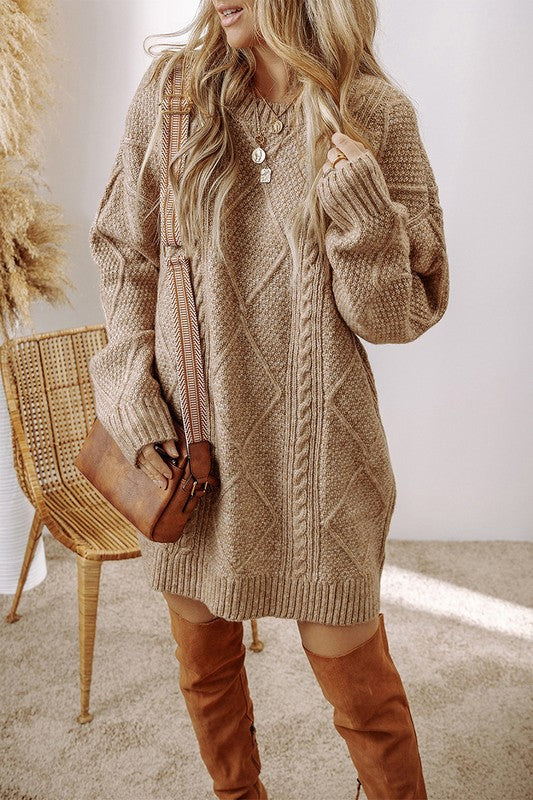 Women Knit Drop Shoulder Loose Fit Sweater Dress