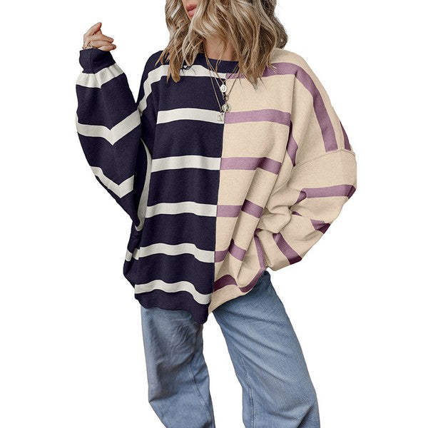 Women Colorblock Oversized Sweatshirts