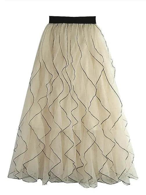 Ruffle midi skirt
