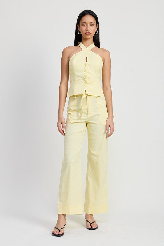 OPEN BACK HALTER NECK TOP