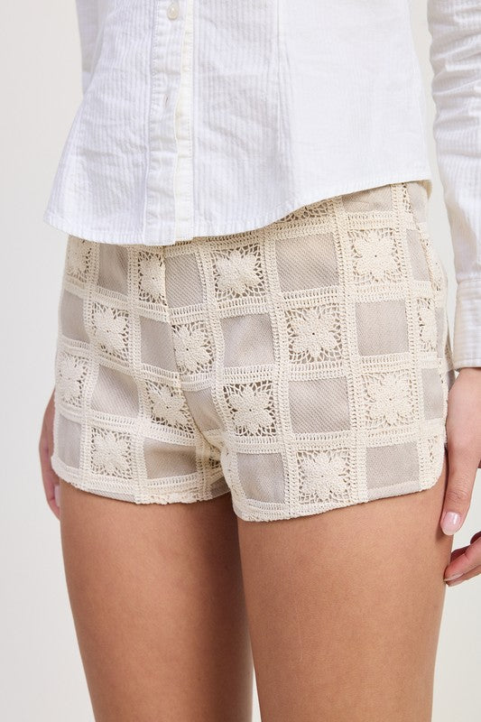 MINI JACQUARD CROCHET SHORTS