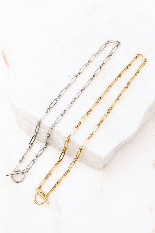 18K STAINLESS STEEL TOGGLE CHAIN NECKLACE