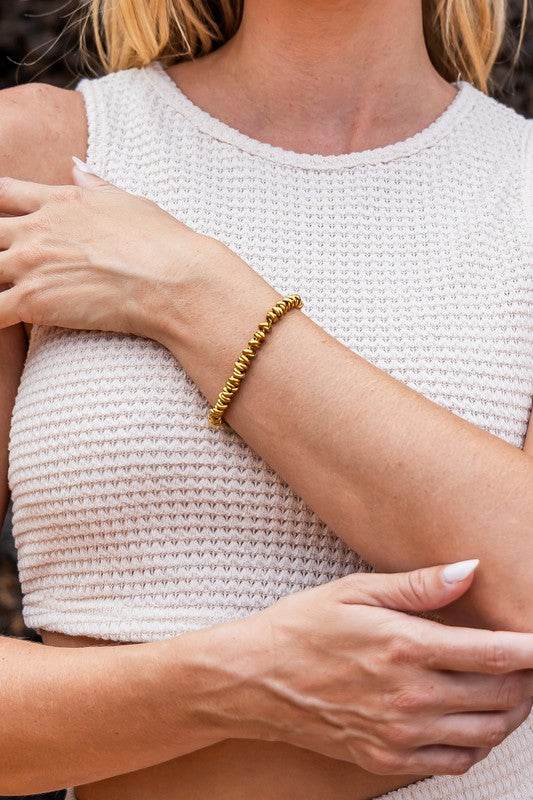 18K STAINLESS STEEL TWISTED BEAD BRACELET