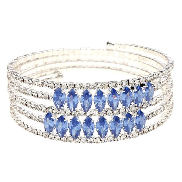 Marquise Oval Lines Rhinestone Spring Bracelet