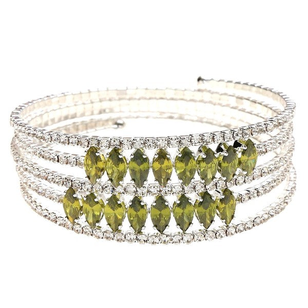 Marquise Oval Lines Rhinestone Spring Bracelet