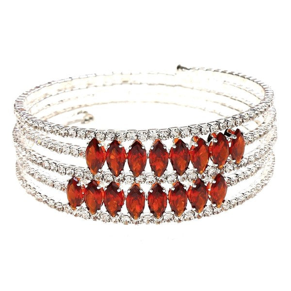 Marquise Oval Lines Rhinestone Spring Bracelet