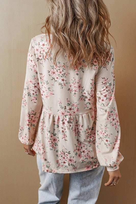 Women's Casual Floral Print Long Sleeve Blouses