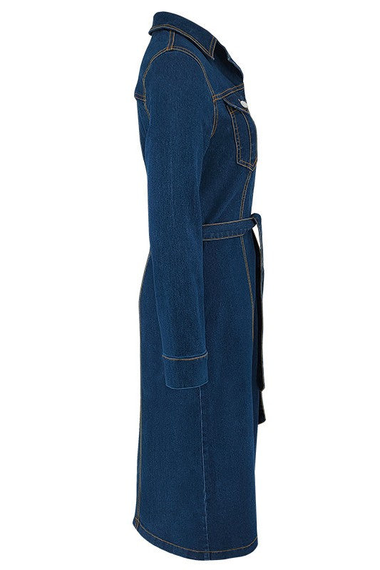 WOMEN FASHION DENIM LONG MAXI DRESS