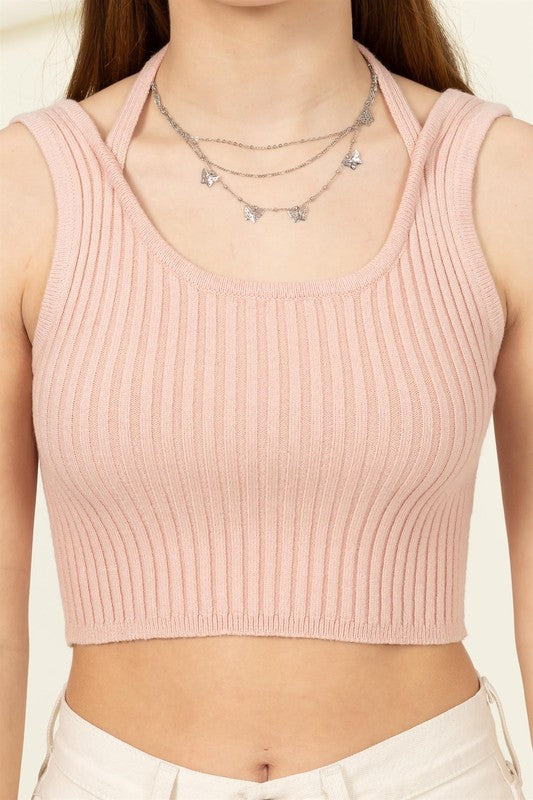 Perfect Girl Ribbed Open-Back Crop Top