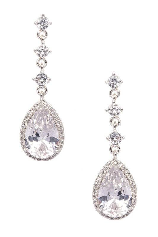 CZ Teardrop Elegant Swing Earrings