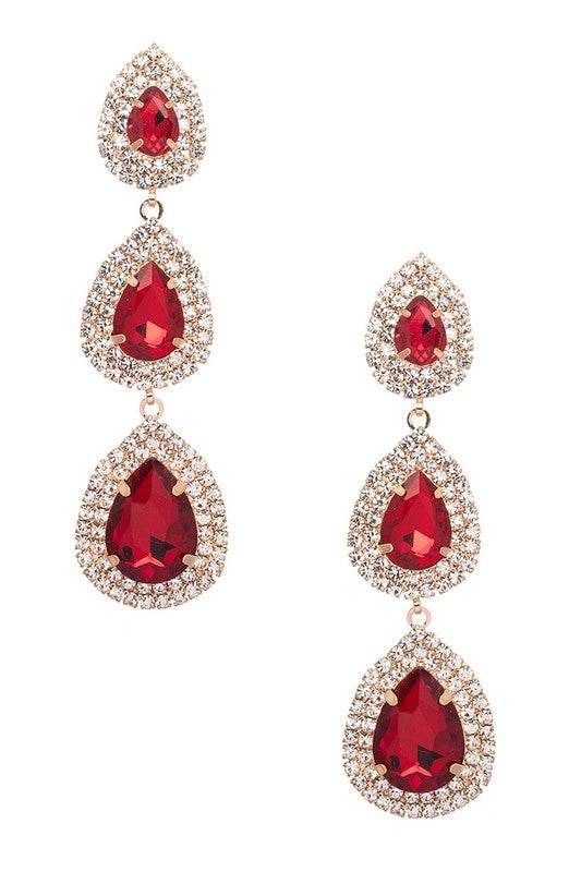 Triple Teardrop Crystal Chandelier Earrings