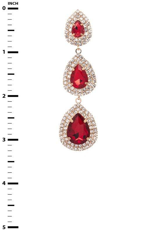 Triple Teardrop Crystal Chandelier Earrings
