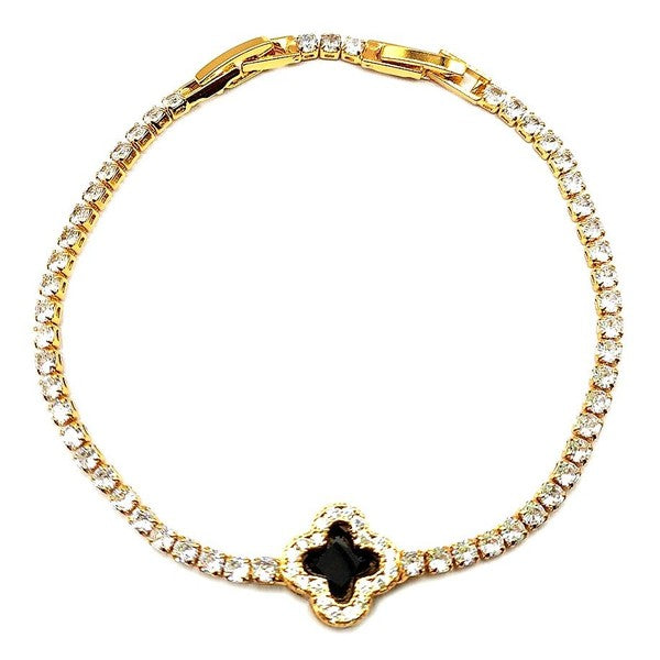 Radiant Clover Rhinestone Bold Tennis Bracelet