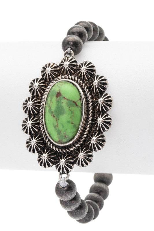 Oval Stone Western Stretch Bracelet