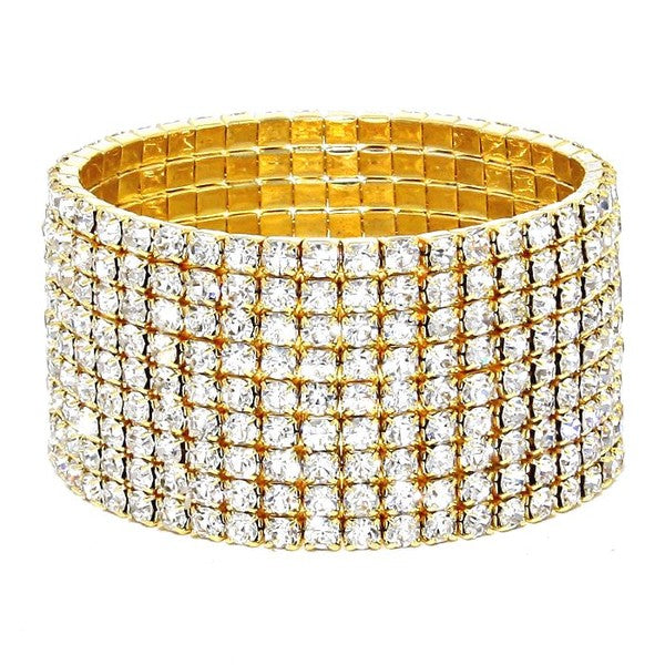 9 Row Strand Line Stretch Rhinestone Bracelet