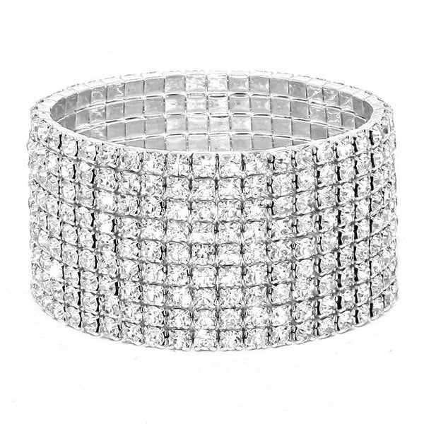 9 Row Strand Line Stretch Rhinestone Bracelet