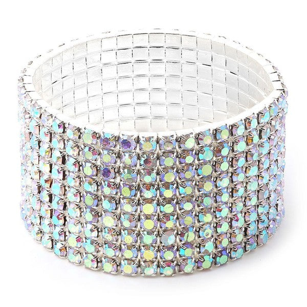 9 Row Strand Line Stretch Rhinestone Bracelet