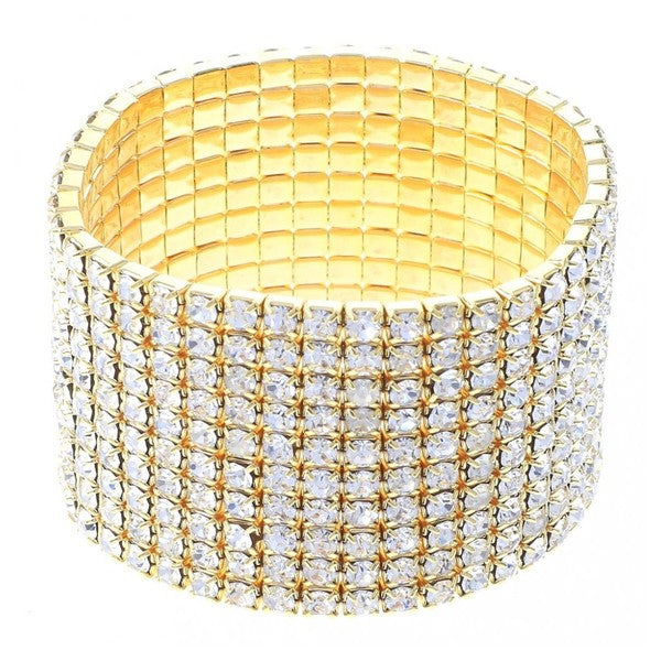 10 Row Strand Line Stretch Rhinestone Bracelet