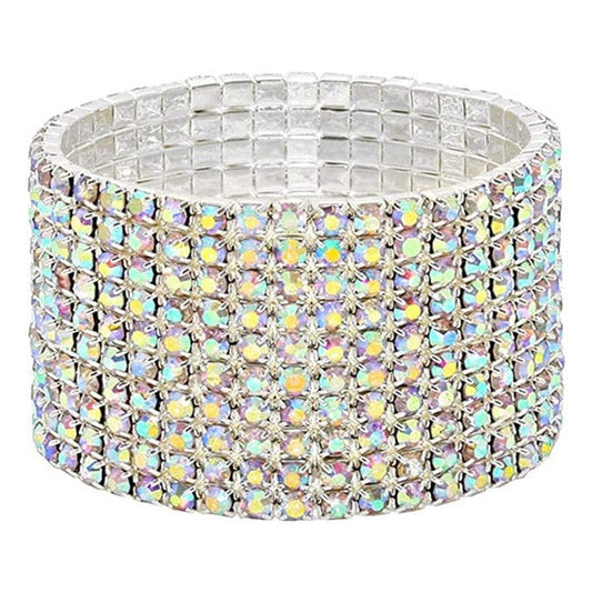 10 Row Strand Line Stretch Rhinestone Bracelet
