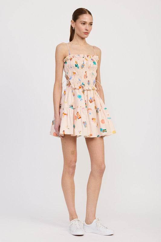 GATHERED POPLIN MIN DRESS