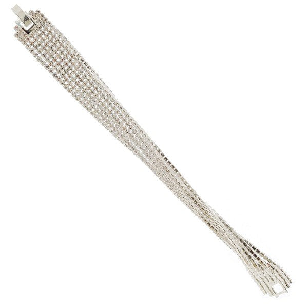 Seven Row Rhinestone Fold Over Bracelet