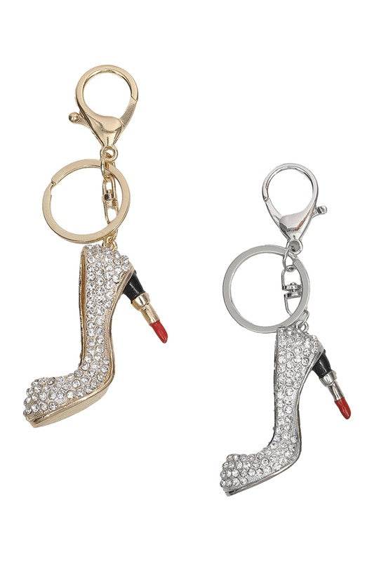 Sparkling High Heel & Lipstick Keychain