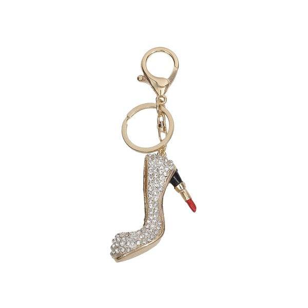 Sparkling High Heel & Lipstick Keychain