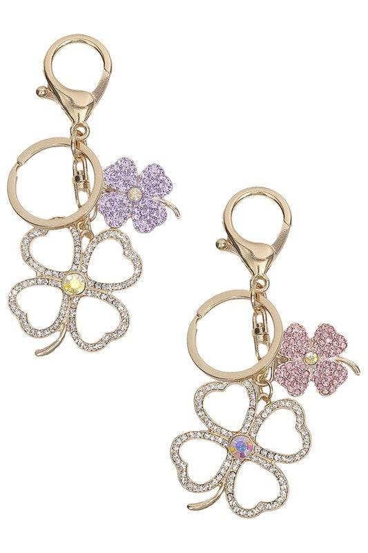 Sparkling Four-Leaf Clover Keychain