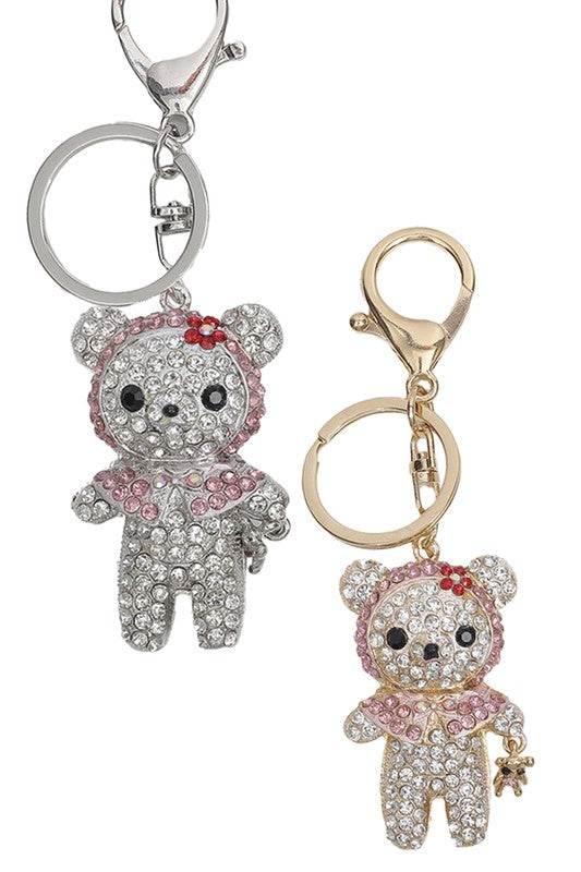 Sparkling Teddy Bear with Hood Keychain