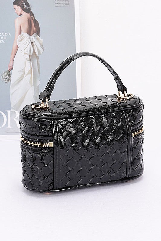 Braided Metallic Top Handle Vanity Swing Bag