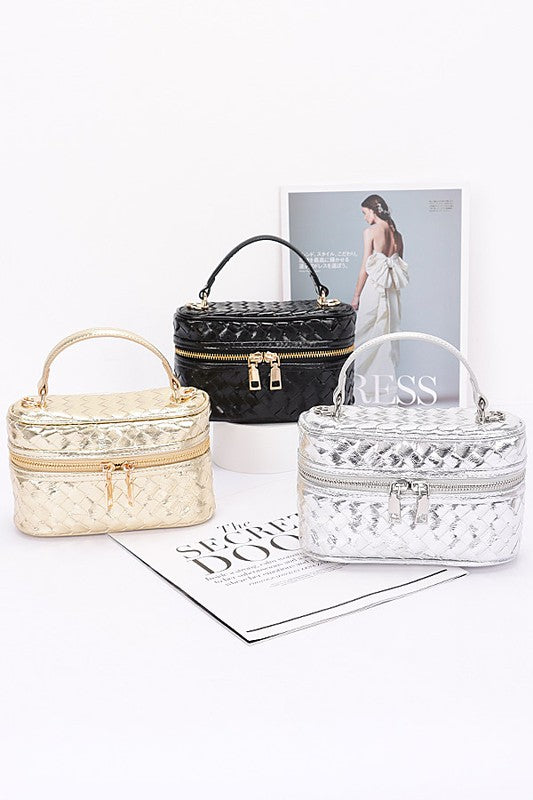 Braided Metallic Top Handle Vanity Swing Bag